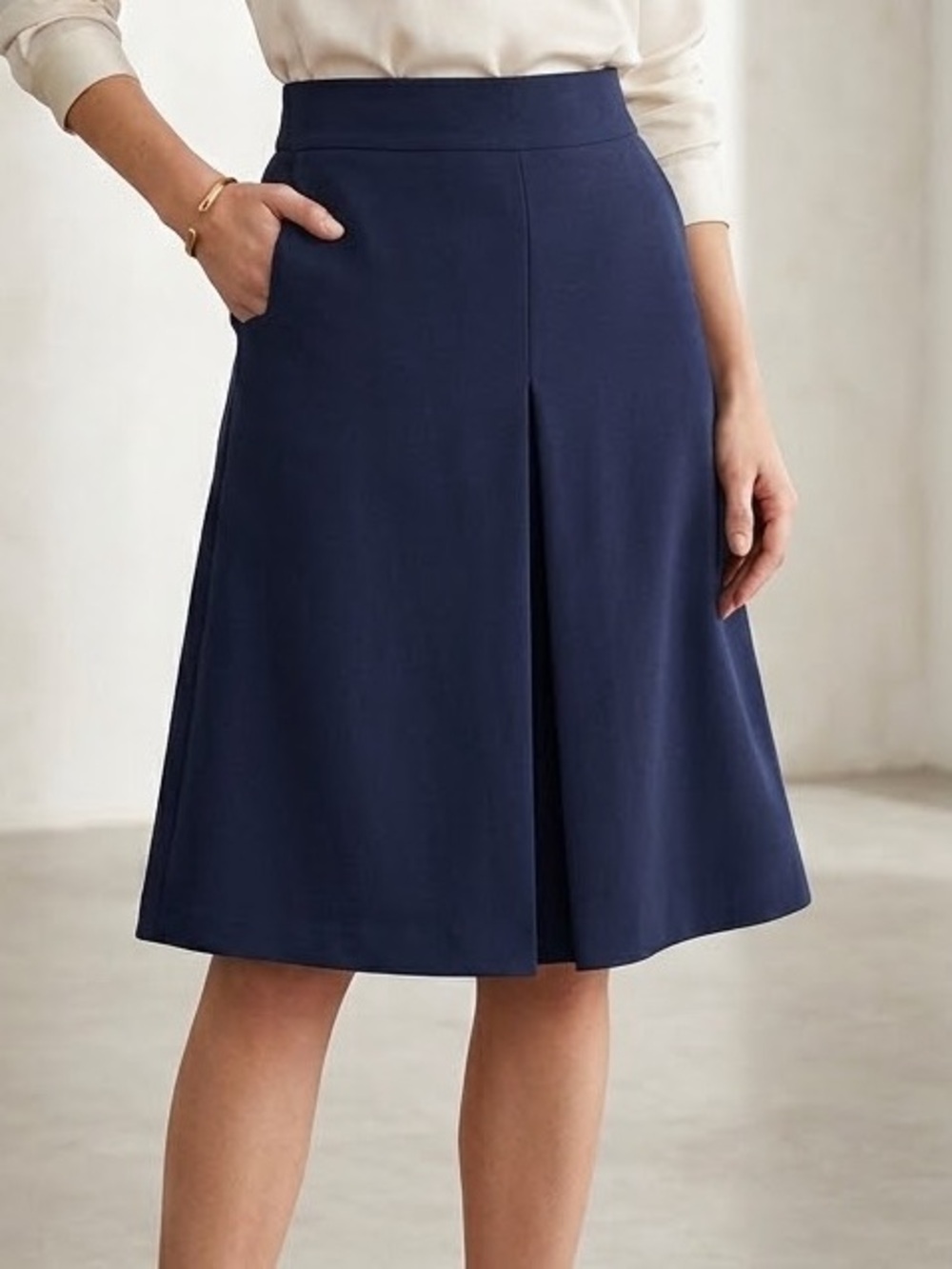 Jennifer Glasgow Front Pleat A-Line Skirt